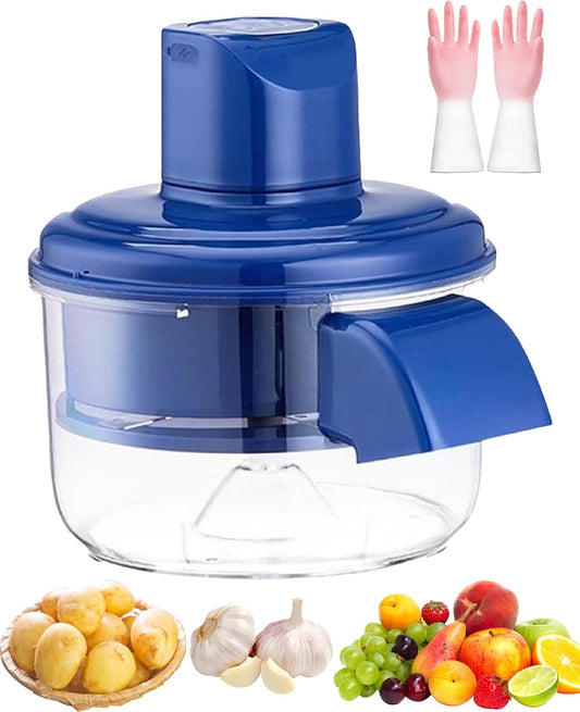 New Automatic Potato Peeler Machine - Grape Garlic Electric Peeler, Rechargeable Wireless, Small Fruit Vegetable Peeler Electric Machine for Home Kitchen Use (Blue)