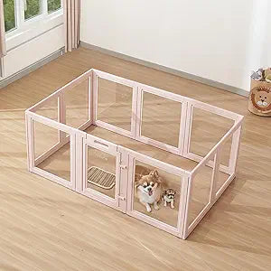 VEVOR Clear Acrylic Dog Playpen Indoor, 60x39x23 in Plastic Pet Playen for Medium Sized Dogs, Easy Assemble Waterproof Transparent Puppy Playpen, Easy to Clean, Durable Indoor Pet Dogs Cats Birth Kit