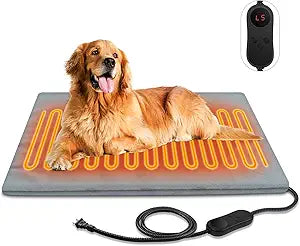 Large Pet Heating Pads for Dogs & Cats Outdoor, 35.4*23.6inches Dog Cat Heating Pad Bed Outdoor Waterprooof, Warming Heated Cat Dog Bed Blanket Outside, Heated Pet Mat, Gifts for Cats Dogs in Winter