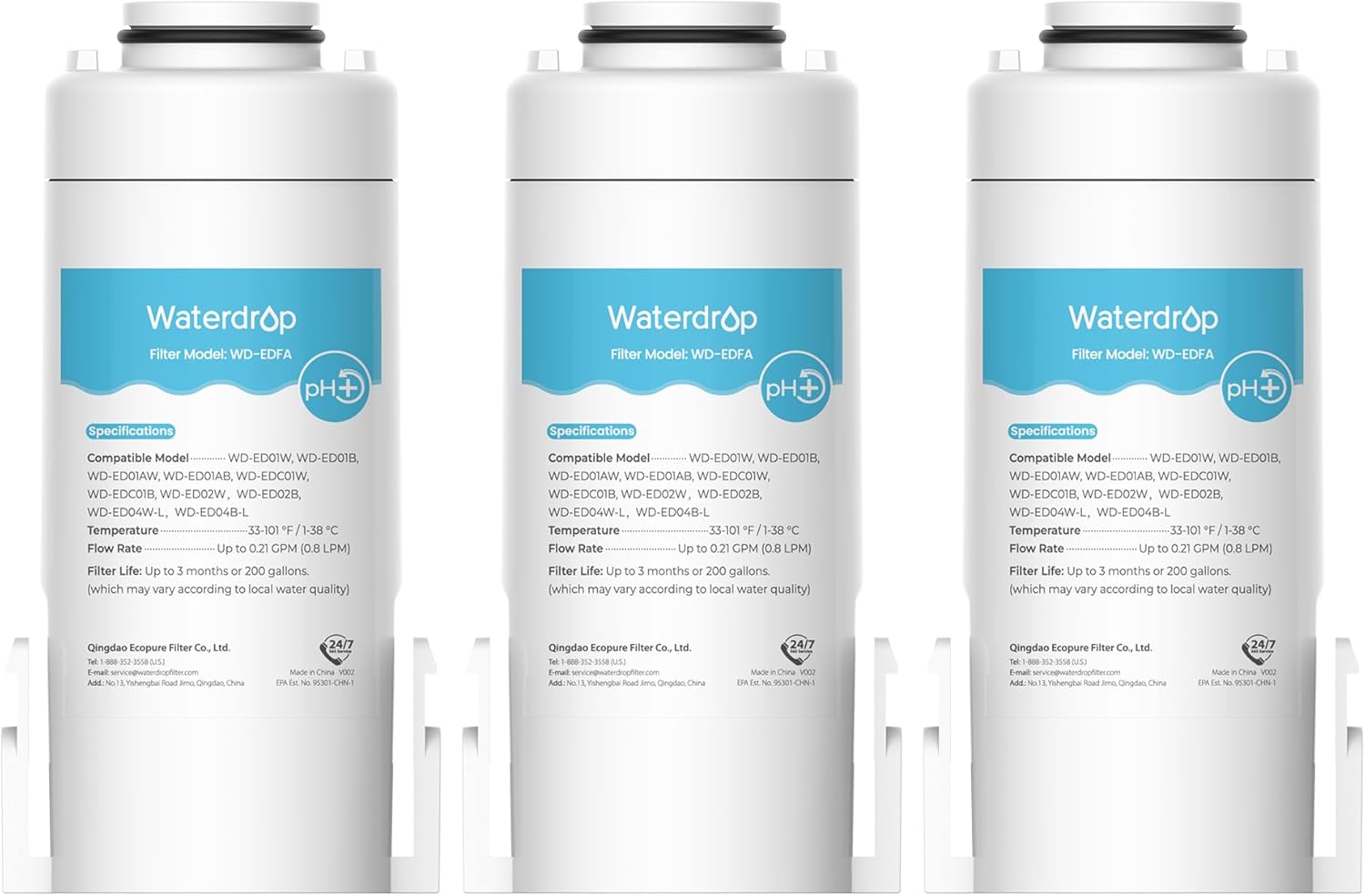 Waterdrop WD-EDFA Alkaline Filters Replacement for Waterdrop Electric Pitcher 𝐖𝐃-𝐄𝐃𝟎𝟏\/𝐄𝐃𝟎𝟐\/𝐄𝐃𝟎𝟒\/𝐄𝐃𝟎𝟏𝐀\/𝐄𝐃𝐂𝟎𝟏, NSF\/ANSI 42&372, Improve PH, 3 Months or 200 Gallons, 3 Filters