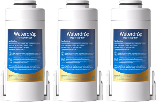 Waterdrop WD-EDF Replacement Filters for Waterdrop Electric Water Filter Pitcher 𝐖𝐃-𝐄𝐃𝟎𝟏\/𝐄𝐃𝟎𝟐\/𝐄𝐃𝟎𝟒\/𝐄𝐃𝟎𝟏𝐀\/𝐄𝐃𝐂𝟎𝟏, 3 Months or 200 Gallons, NSF\/ANSI 401&53&42, 3 Filters