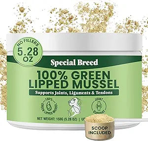 Green Lipped Mussel Powder for Dogs & Cats - 100% New Zealand Green Lipped Mussels - Natural Hip & Joint Supplement for Joints, Tendons, Ligaments, Muscles - 150 Grams - Up to 500 Servings