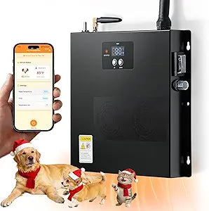 Briidea WiFi Dog House Heater 400W with LoRa Technology Up to 1200ft Long Range, 3s Fast PTC Heating, Adjustable 32â€“122Â°F for 120 Cu Ft, 11.5ft Anti-Chew Cord, 2.4 & 5GHz Dual-Band WiFi