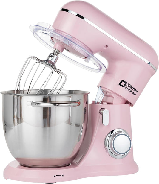 Kitchen in the box Stand Mixer, 6.5QT Electric Food Mixer, 10 Speeds 3-IN-1 Kitchen Mixer for Daily Use with Egg Whisk,Dough Hook,Flat Beater (Pink, 6.5QT)
