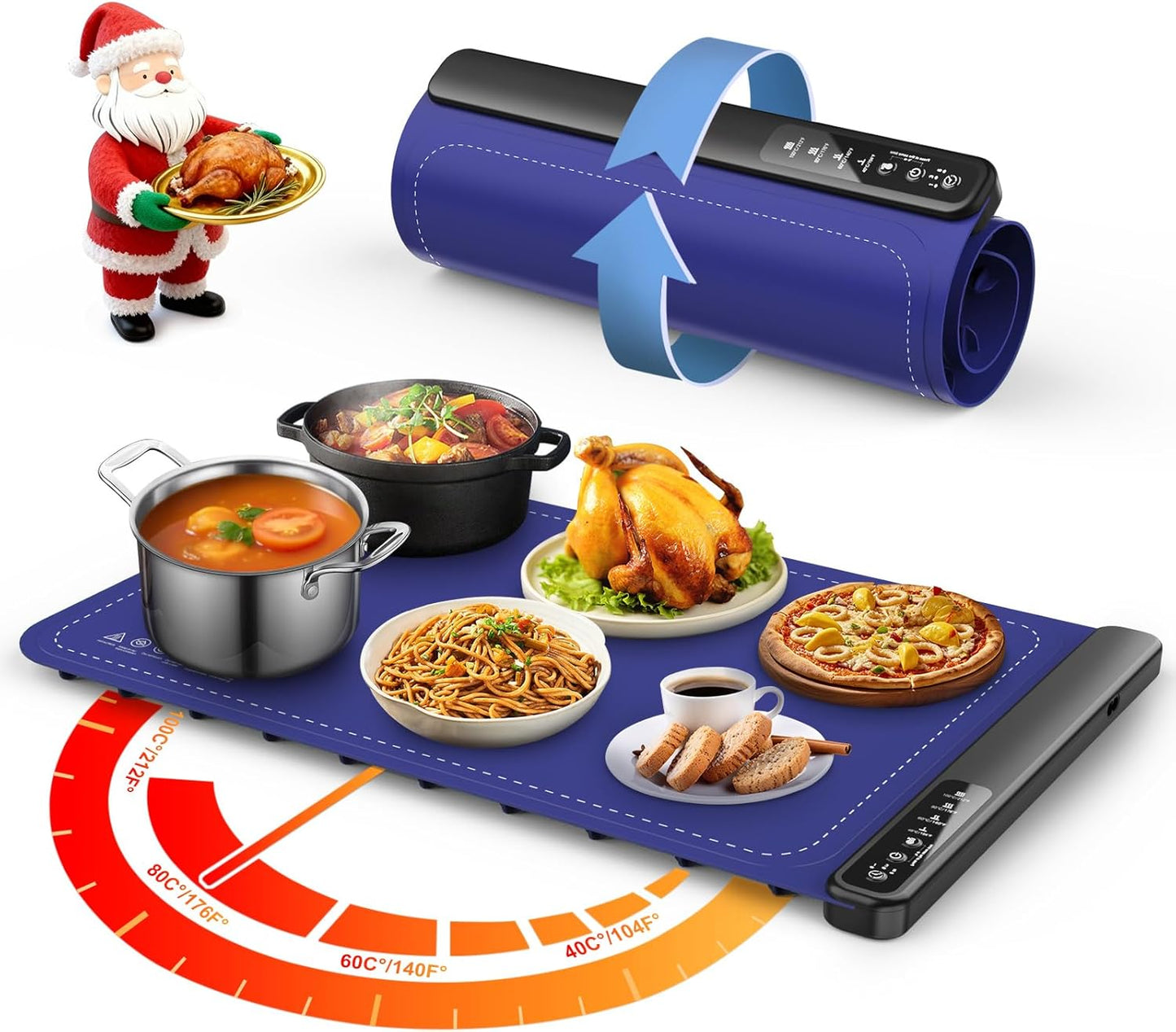 Warming Mat for Food,Food Warming Trays with 4 Temperature Levels - 8-Second Fast Heating Electric Warmer for Buffet, Parties and Holiday Gifts