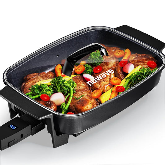 Nuwave Medley XL Digital Electric Skillet, Family Size Griddle w\/Glass Lid, 2025 New & Improved Precision Heating, 100°-425°F, PFAS Free G11 Nonstick Ceramic Coating, Portable Hot Plate, 7qt Capacity