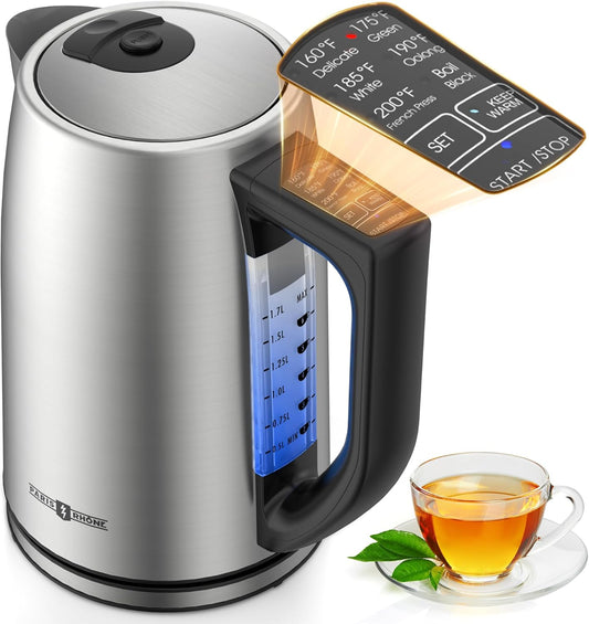 Electric Kettle Temperature Control, 1.7L Electric Kettle with 6 Temperature Settings, 1500W Cordless Hot Water Boiler Heater, Strix Thermostat, Touch Control, Auto-Shutoff\/Boil-Dry Protection