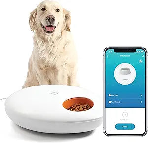 Geeni Smart Pet Feeder, Programmable Dispenser for Wet/Dry Food, App Control, Alexa/Google Compatible, Large Capacity, Battery Powered