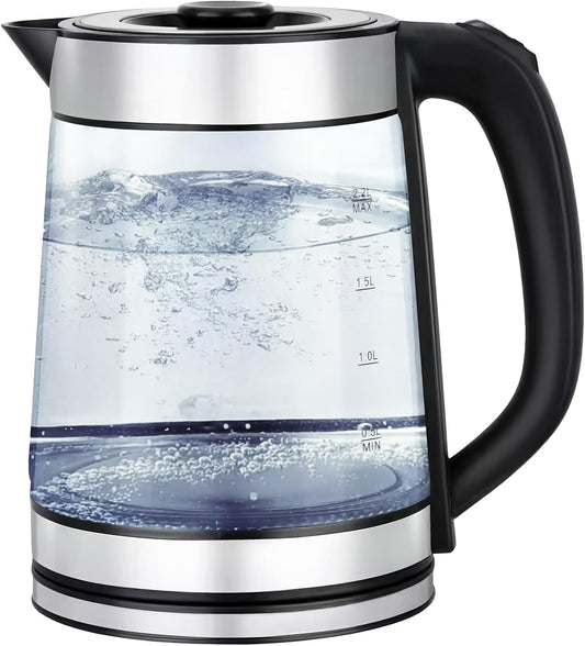 2.2L Electric Tea Kettle, 1500W Fast Boil Electric Hot Water Kettle with Automatic Shut Off, Removable Lid, Boil-Dry Protection Portable Kettle for Coffee and Tea