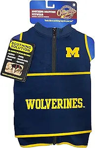 NCAA Michigan Wolverines Dog Anxiety Shirt Calming Soothing Vest, Dogs Cats with Anxiety, Fears, Fireworks, Loud Noises, Dark, Lonely Keeps Dogs Calm & Feeling Safe, Relaxing Jacket, Small