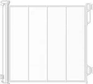 Reinforced Retractable Baby Gate or Mesh Dog Gate,Easy to Use for Stairs, Doorways, Hallways, Indoor, Outdoor, Wide Pet Gate 33.5" Tall, Extends to 45" Wide, White