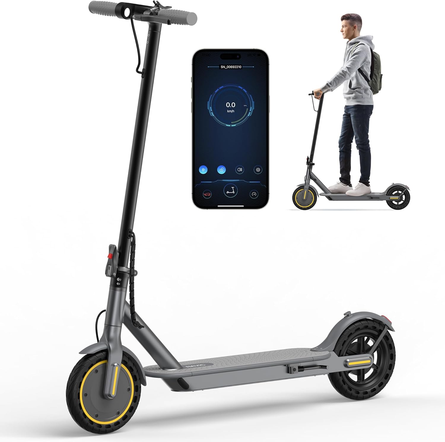 NAVIC Electric Scooter for Adults，Top Speed 19\/22 MPH，Range 19\/22\/28 Miles，8.5\u201D\/10" Tires，E-Scooter with Dual Suspension for Commuting, APP Control