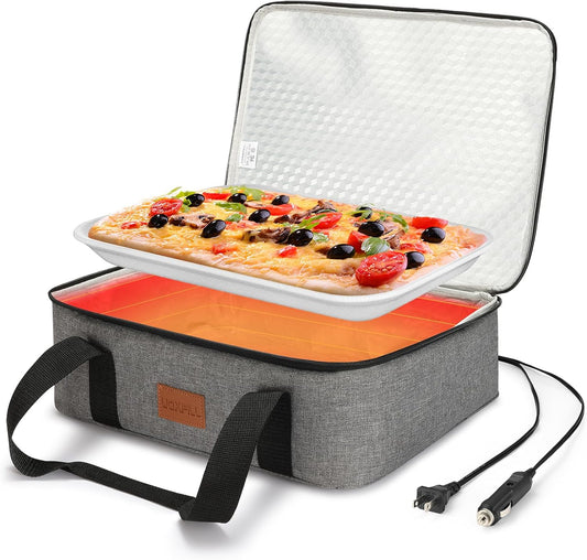 Food Warmer Electric Casserole Carrier - Large Heated Lunch Bag for Car Truck, 12V\/24V\/110V, Thermos for hot food for Potluck Cookouts Parties Picnic,Lasagna Lugger,Fits 9"x13" Baking Pan