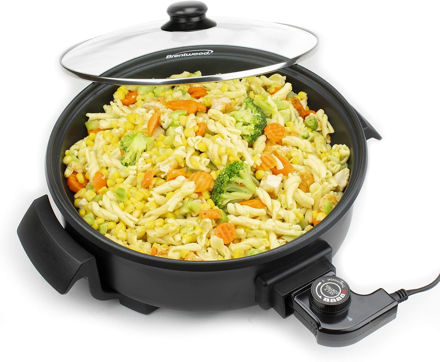 12-Inch Round Nonstick Electric Skillet with Vented Glass Lid