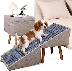 21.06â€ Dog Stairs for High Bed, 6-Step Pet Stairs with Split Ottoman Design - Tall Dog Steps Convertible to Bedside Table Nightstand, Large Non-Slip Stairs for Big Medium Dogs to Bed