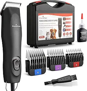 Professional Dog Clippers for Grooming | High-Performance 2-Speed Corded Shears for Thick, Curly Coats & Matted Hair | Low-Noise Pet Grooming Kit with Heavy Duty Hair Trimmer, Black