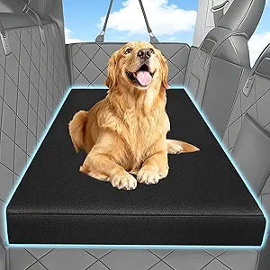 Backseat Dog Bed, Dog Bed for Car Back Seat, 4in Thick PU Leather Pet Bed for Backseat Extender â€“ Waterproof, Scratch-Proof, Non-Slip, Removable & Washable for SUVs, Sedans & Trucks (51"x23.5", Black)