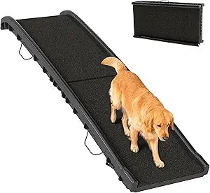 PawHut Folding Dog Ramp for Car, Truck, SUV, 61 Inches Portable Pet Ramp with Frosted Surface, Non Slip with Raised Side Rails
