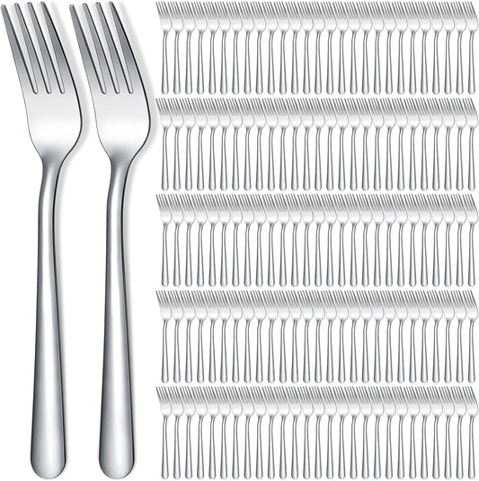 Syhood 300 Pcs Stainless Steel Dinner Forks Set 8 Inch Bulk Metal Forks Restaurant Silverware Mirror Polished Salad Dessert Utensils for Home Hotel Kitchen Event Supplies