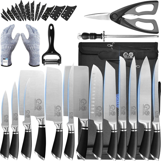 XYJ Knives Authentic Since 1986,Chef Knife Professional Set with Bag,Cleaver Butcher Knife for Meat Cutting Bag