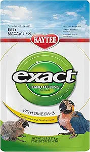 Kaytee Exact Hand Feeding Pet Bird Baby Food For Macaw, Eclectus, Hawk-Headed, African Parrots, Caiques, and Any Baby Under 2 Weeks Old, 5 Pound