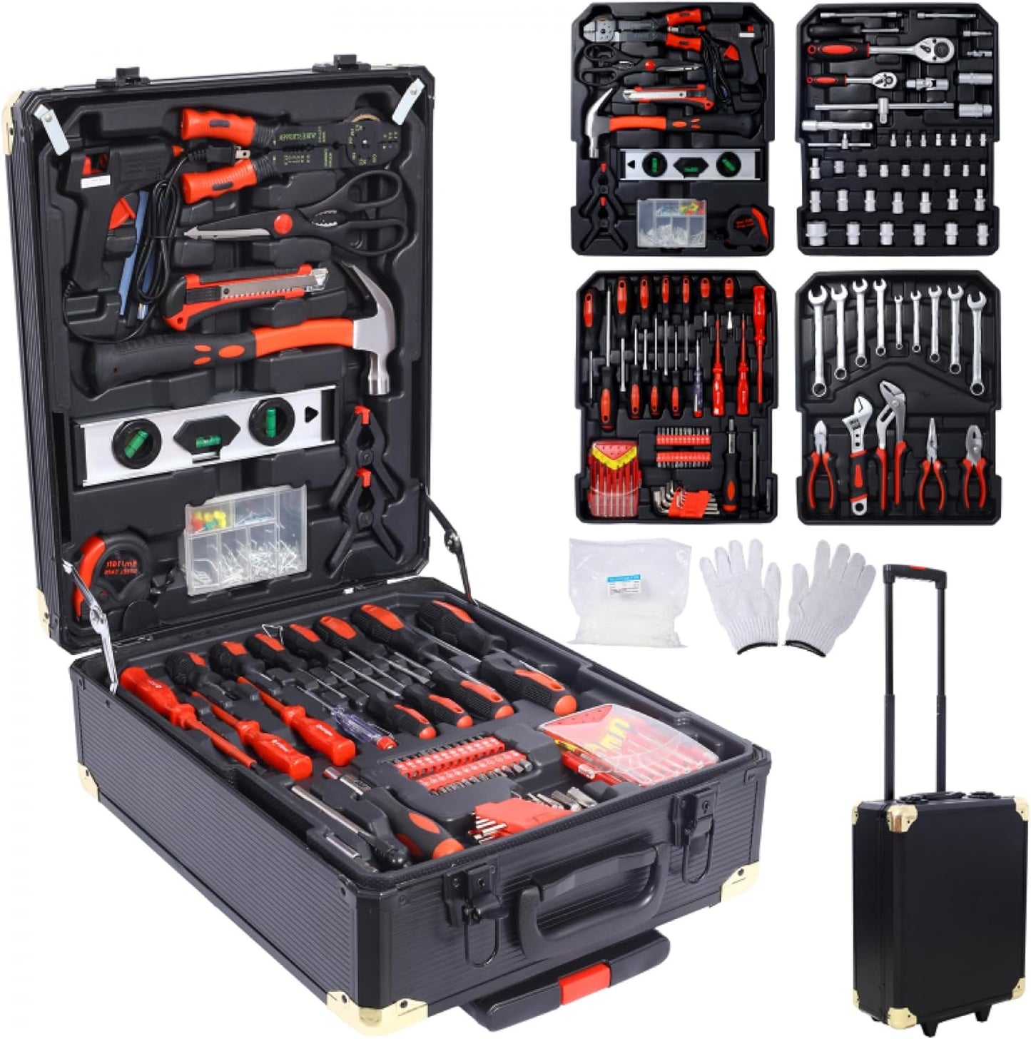 969pcs Home Repair Tool Set for Men 4 Drawer Storage Case