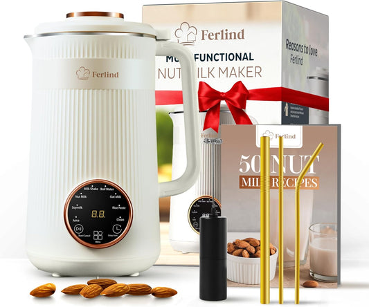NEW 8-in-1 Nut Milk Maker for 32 oz Homemade Almond Milk, Oat Milk, Soy Milk, Coconut Dairy-Free Milk Beverages, Plant-Based Milk - Delay Start, Self-Cleaning, 50-recipe cookbook & Milk Frother