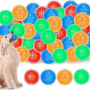 Hanaive 36 Pcs Squeaky Balls for Dogs Squeaky Dog Toys Bulk 2.5 Inch Spiky Pet Chew Balls Interactive Fetch Toys for Puppy Cleans Teeth and Training