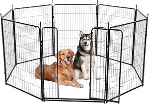 Dog Playpen Indoor/Outdoor,8 Panels 40â€H X 32" W, Heavy-Duty Iron Dog Playpen,Durable, Rust-Resistant Pet Fence with Doors,Low Threshold, Double Gravity Lock