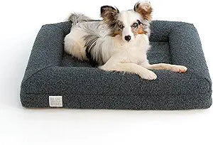 Luxury Boucle Orthopedic Memory Foam Dog Bed with Waterproof Liner and Machine Washable Cover with YKK Zippers (Small, 29" L x 23" W x 6" Th, Ocean Blue)