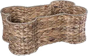 Bone Dry Pet Storage Collection, Bone Shape Hyacinth Toy Basket, Natural, Small