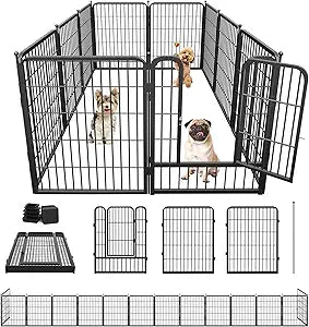 Dog Playpen 32 inch 10 Panels Portable Pet Fence Outdoor for Yard Indoor Dog Pen for Medium/Small Animals, Large Pet Puppy Playpen Heavy Duty Pet Fence for RV Camping, Yard