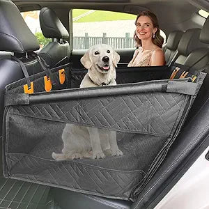 Dog Car Seat for Large Dogs & Medium Dogs Up to 110 lbs - Pet Backseat with Waterproof Cover, Adjustable Safety Belt, Breathable Mesh & Storage Pocket - Back Seat Extender for SUV, Sedan, Truck