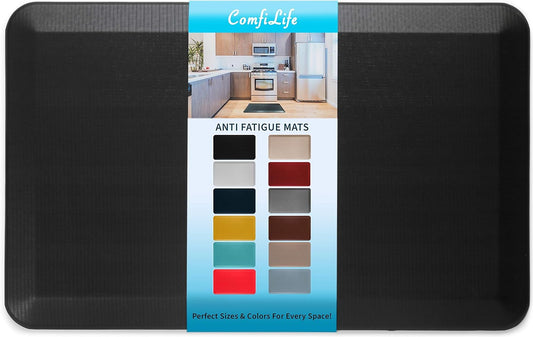 ComfiLife Anti Fatigue Floor Mat \u2013 3\/4 Inch Thick Kitchen Mats for Floor, Standing Desk Mat, Kitchen Rug \u2013 Comfort at Home, Office \u2013 Durable \u2013 Stain Resistant \u2013 Non-Slip Bottom (20" x 32", Black)