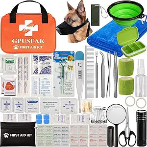 Pet First Aid Kit for Dogs and Cats - Pet Emergency Kit for Camping Hiking Traveling Hunting and Sports Orange