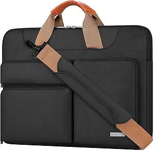 Lacdo 15.6 Inch 360Â° Protective Laptop Shoulder Bag Sleeve Case Compatible With 15.6" Acer Aspire, Predator, Dell Inspiron, Asus ZenBook 15 VivoBook, HP Pavilion, IdeaPad, ThinkPad Computer Bag,Black