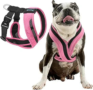 Gooby Comfort X One Dog Harness - Head-in Dog Harness for Small & Medium Sized Dogs - Escape-Free & Choke Free - Breathable Mesh, Shock Absorbing, Easy Snap & Swivel Buckles - Flamingo Pink, Large