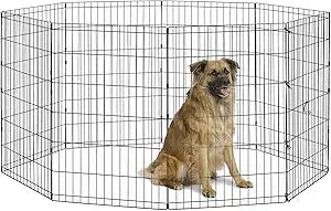 MidWest Homes for Pets Folding Metal Dog Exercise Pen, Indoor/Outdoor Playpen with No Door, Provides 16 Sq Feet of Play Space, 36-Inches Tall, Black E-Coated