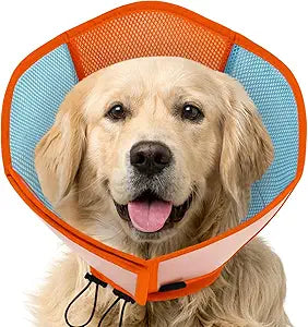 AOFITEE Dog Cone - Soft Cones for Dogs After Surgery, Comfy Cones for Large Dogs to Stop Licking, Adjustable Soft Dog Cone Collar, Elizabethan Pet E-Collar for Wound Healing, OrangeBlue Large