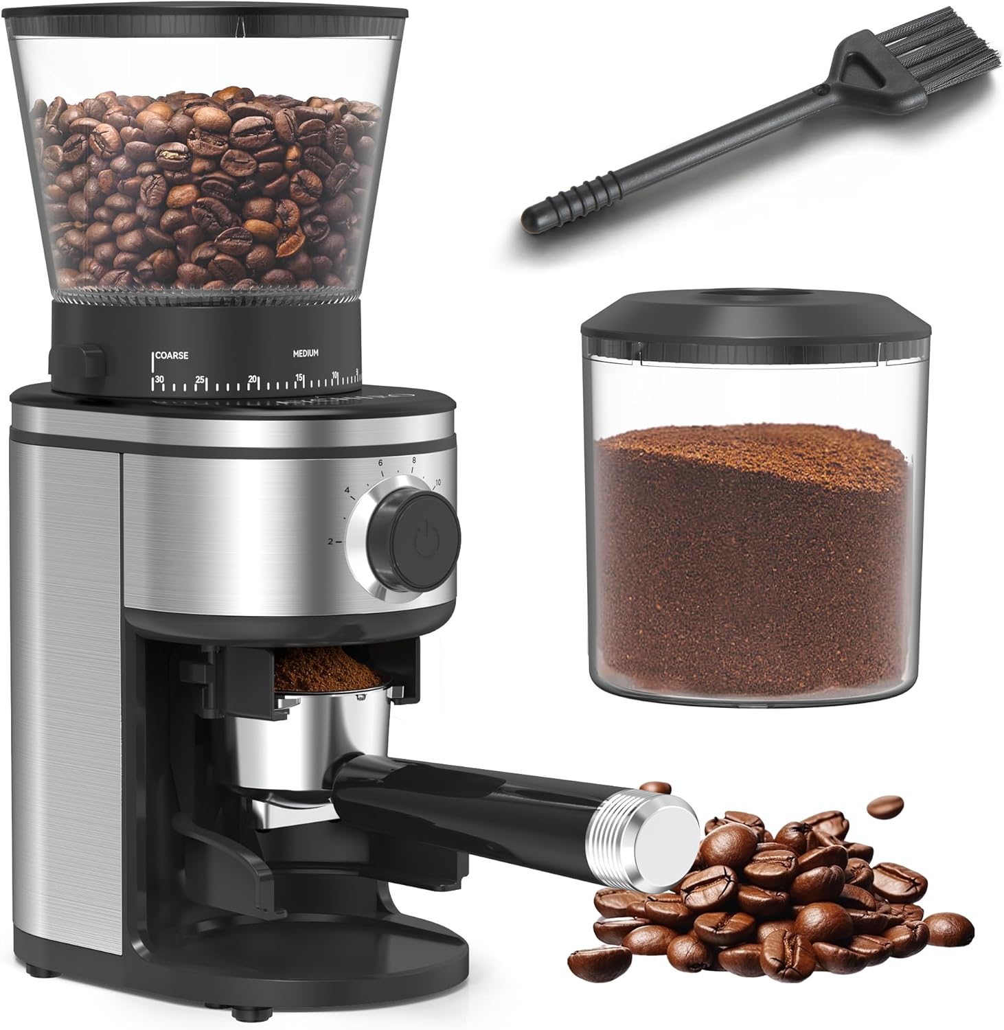 AYCHIRO Coffee Grinder, Electric Conical Burr Grinder with 30 Grind Settings for 2-12 Cups, Adjustable Burr Mill for Home Use