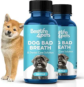Dog Dental Care & Bad Breath Remedy, Natural Dog Oral Care for Healthy Teeth, Mouth & Gums, Daily Canine Breath Freshener, Plaque, Tartar Control Helps Reduce Gingivitis, Easy To Use 800 Tiny Pills
