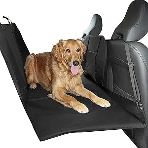 Furhaven Deluxe Multi-Panel Hard Bottom Platform Bridge Backseat Protector w/ Travel Bag - Black, One Size