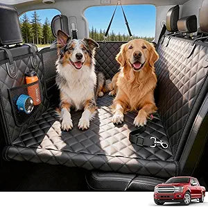 Wigoo Dog Truck Seat Cover for Back Seat, 450lb Support Hard Bottom Hammock for 1â€“4 Large Dogs, Waterproof & Anti-Scratch Backseat Protector, Car Bed Extender for Truck & SUV, Size-XL, Black