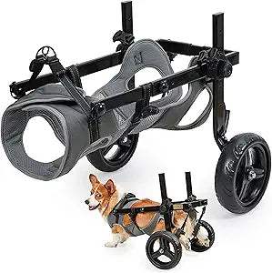 LIU&LIU 2 Wheels Adjustable Dog Wheelchair for Back Legs,Pet Hind Limb Rehabilitation,Older,Disabled