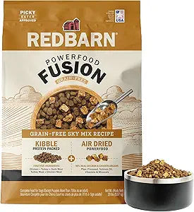 Redbarn Powerfood Fusion Air Dried Kibble Blend â€“ Grain Free Sky Chicken Recipe â€“ Made in USA Dry Dog Food for All Lifestages with Superfoods, Prebiotics, Postbiotics - 20lb Bag