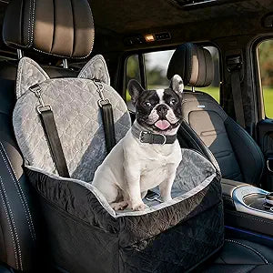 Dog Car Seat for Small Medium Sized Dog, Booster Car Seat with Elevated Memory Foam, Storage Pocket & Safety Belts, Detachable Washable Puppy Carrier Pet Travel Accessories