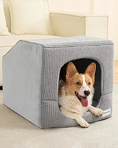 Hovicaed Indoor Dog House for Extra Large Medium Small Sized Dogs - Washable Removable Cushion and Cover Pet Orthopedic Dog Bed, Inside Dog House Large Space Strong Support, Cat Cute Tent Cave (L)