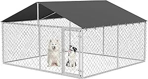 120"x 120" Outdoor Dog Enclosure Heavy Duty Dog Kennel House Mesh Dog Big Cage Pet Kennel Steel Fence with Secure Lock