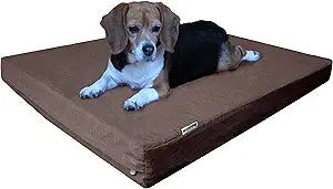 Dogbed4less Large Orthopedic Memory Foam Dog Bed for Medium to Large Dogs with Durable Waterproof Internal Case, Removable Washable Denim Cover + Bonus Pet Bed Case, 41X27X4 Fit 42X28 Dog Crate, Brown