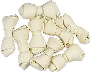 hotspot pets 4-5 Inch Rawhide Dog Chew Bones - Made from Grass Fed Brazilian Cows - Great for Dental & Oral Care -for Medium Chewers (30 Pack)